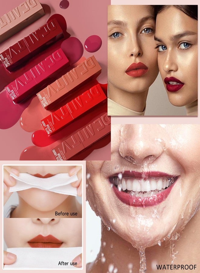 LYSdefeu Matte Liquid Lipstick for Women, 1Pcs Highly Pigmented Color Lip Stain Tint, Super Velvet Matte Lip Gloss, Up to 16H Wear, Long Lasting Waterproof Smudge-proof, Non-Stick Cup Lip Makeup-01# Nude Pink - Image 5